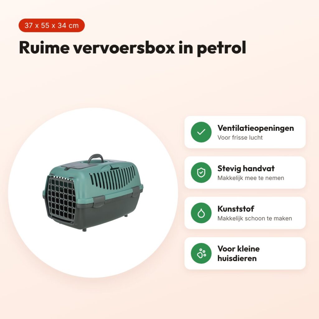 Trixie vervoersbox Capri 2 donkergrijs/petrol 37 x 55 x 34 cm – voordelen