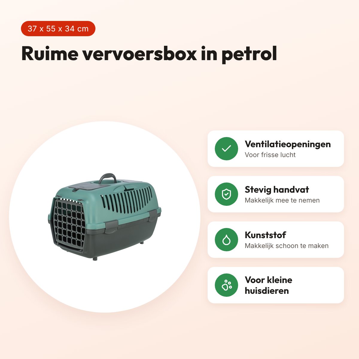 Trixie vervoersbox Capri 2 donkergrijs/petrol 37 x 55 x 34 cm – voordelen