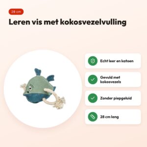 Trixie vis leer met touw 28 cm – hondenspeeltje zonder piepgeluid – voordelen