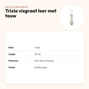 Trixie visgraat leer met touw 43 cm – kauwspeeltje zonder geluid – productinformatie