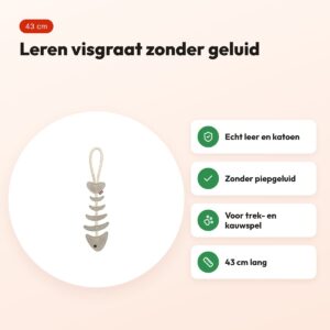 Trixie visgraat leer met touw 43 cm – kauwspeeltje zonder geluid – voordelen