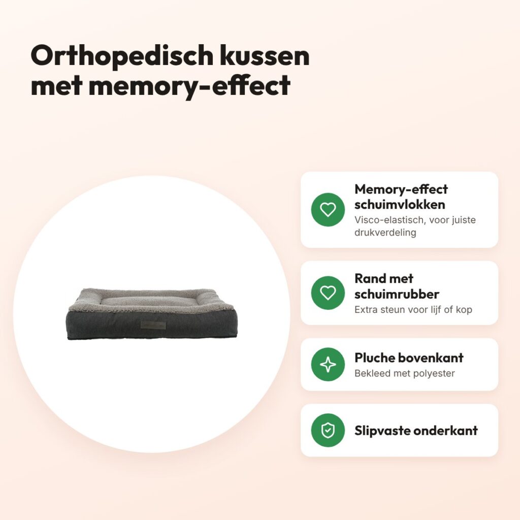 Trixie Vital hondenkussen Bendson grijs 120 x 80 cm – orthopedisch – voordelen
