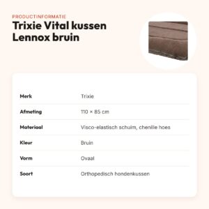Trixie Vital hondenkussen Lennox ovaal bruin 110 x 85 cm – orthopedisch – productinformatie