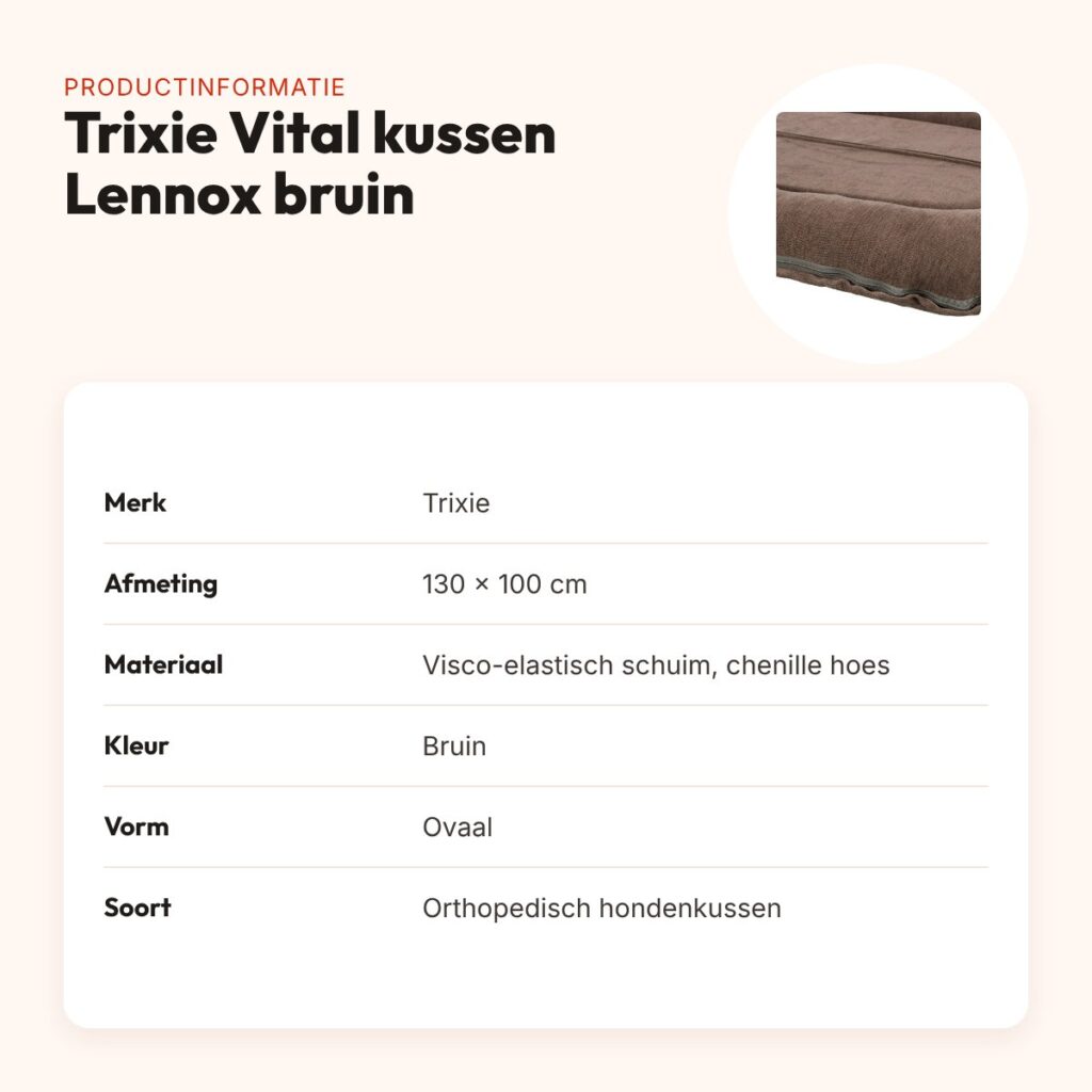 Trixie Vital hondenkussen Lennox ovaal bruin 130 x 100 cm – orthopedisch – productinformatie