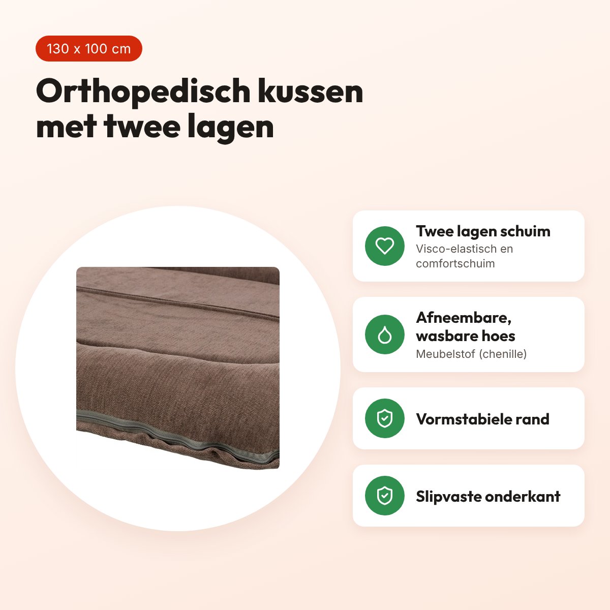 Trixie Vital hondenkussen Lennox ovaal bruin 130 x 100 cm – orthopedisch – voordelen
