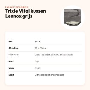 Trixie Vital hondenkussen Lennox ovaal grijs 70 x 55 cm – orthopedisch – productinformatie