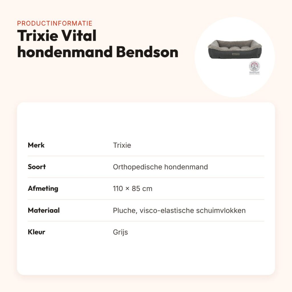 Trixie Vital hondenmand Bendson grijs 110 x 85 cm – orthopedisch – productinformatie