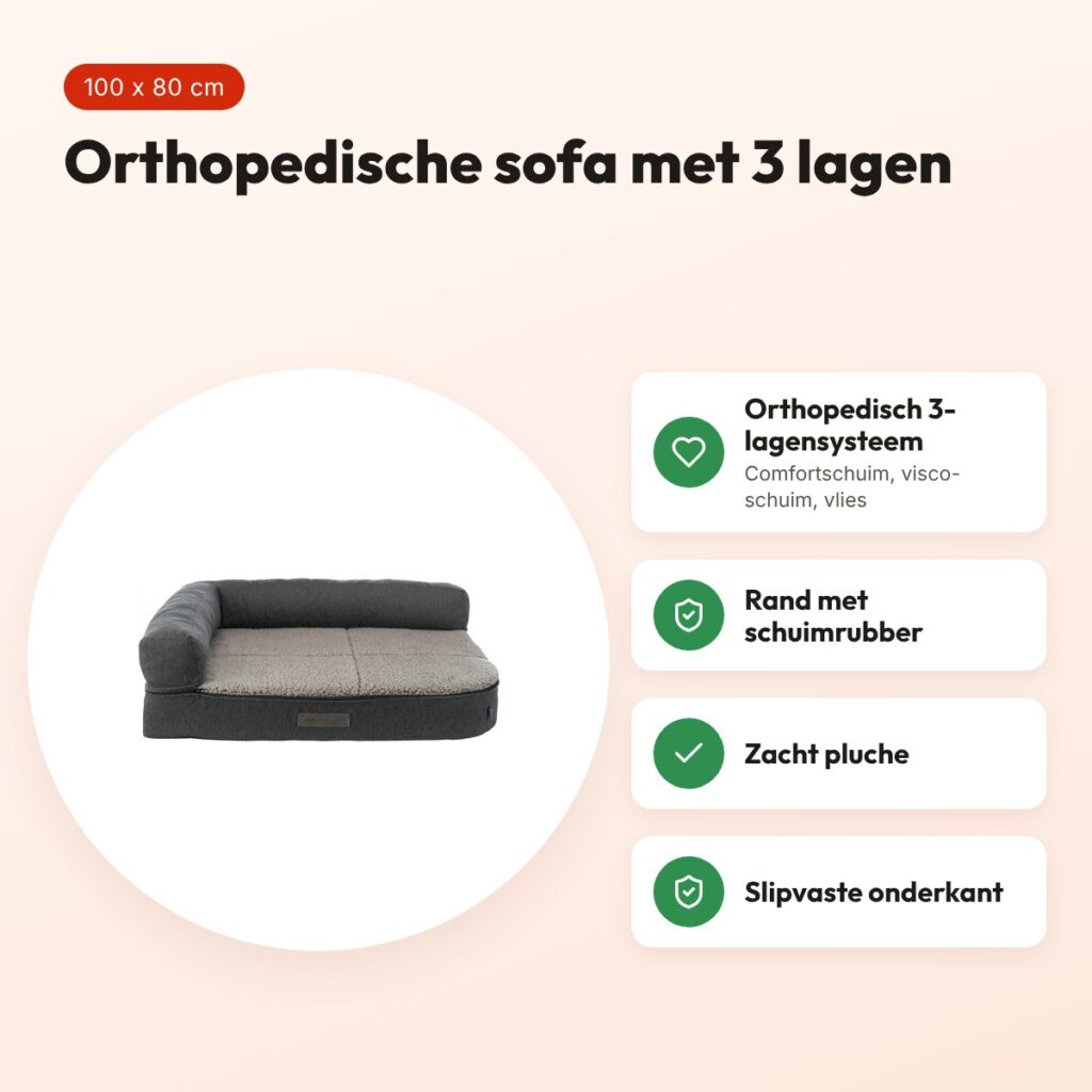Trixie Vital hondenmand Bendson sofa grijs 100 x 80 cm – orthopedisch – voordelen
