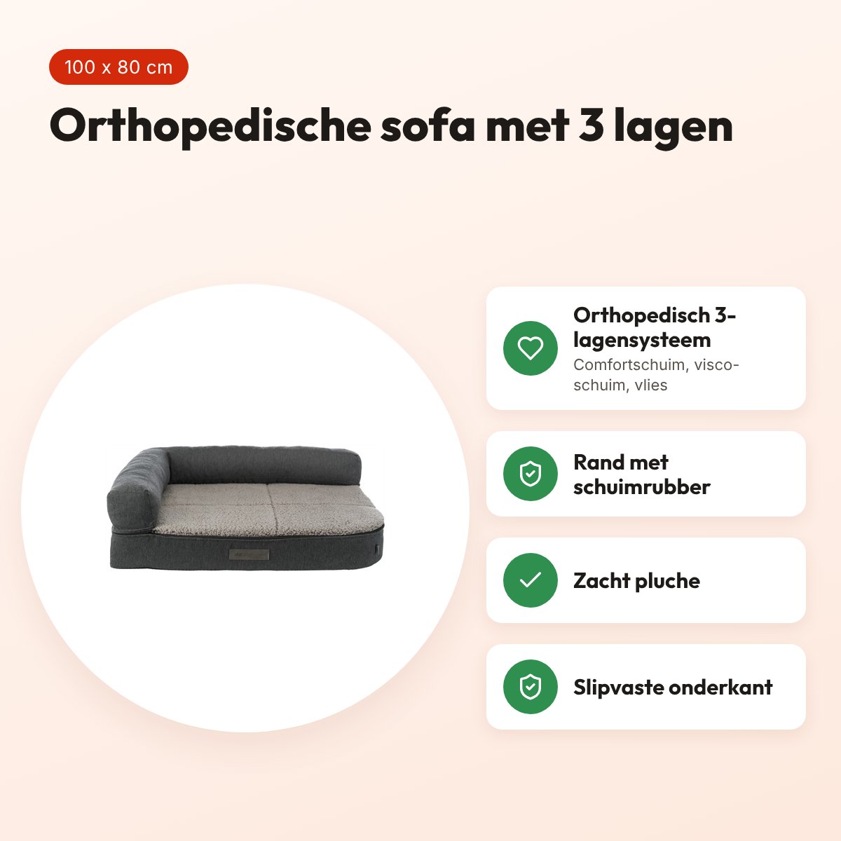 Trixie Vital hondenmand Bendson sofa grijs 100 x 80 cm – orthopedisch – voordelen