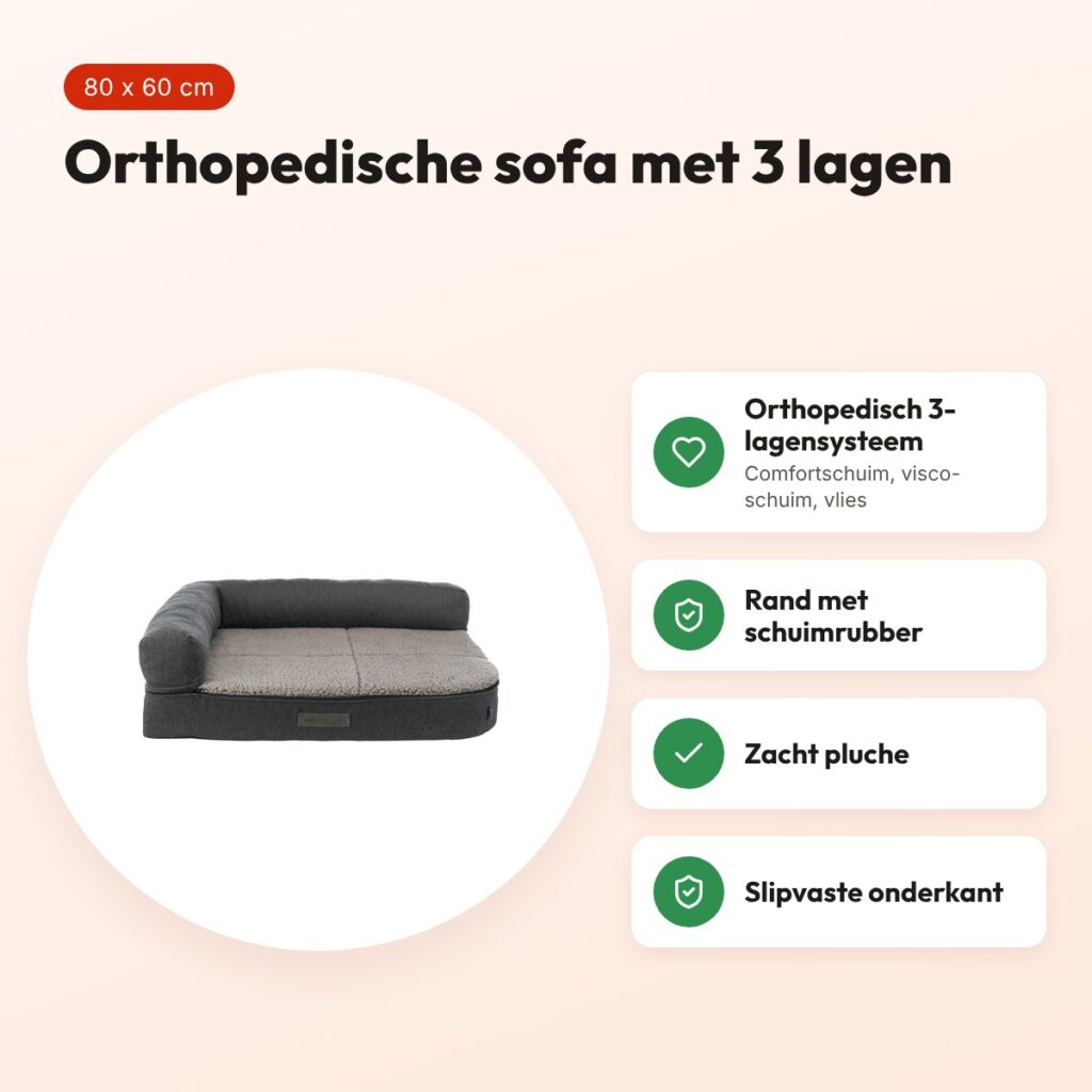 Trixie Vital hondenmand Bendson sofa grijs 80 x 60 cm – orthopedisch – voordelen