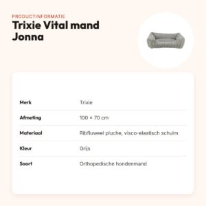 Trixie Vital hondenmand Jonna ribfluweel grijs 100 x 70 cm – orthopedisch – productinformatie