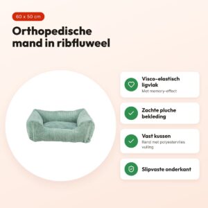 Trixie Vital hondenmand Jonna ribfluweel saliegroen 60 x 50 cm – voordelen