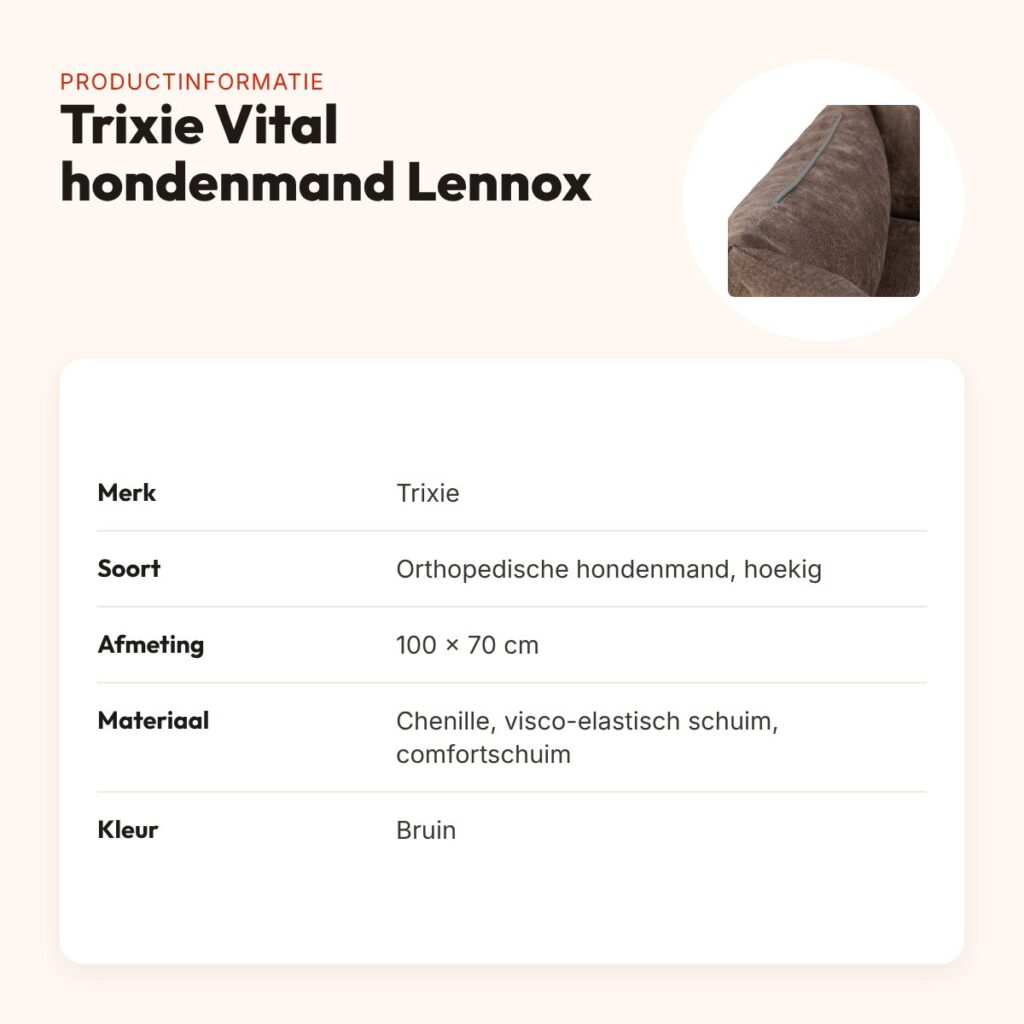 Trixie Vital hondenmand Lennox hoekig bruin 100 x 70 cm – orthopedisch – productinformatie