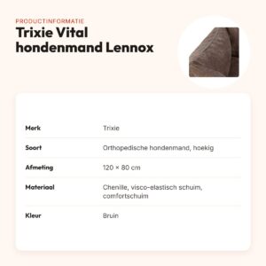 Trixie Vital hondenmand Lennox hoekig bruin 120 x 80 cm – orthopedisch – productinformatie