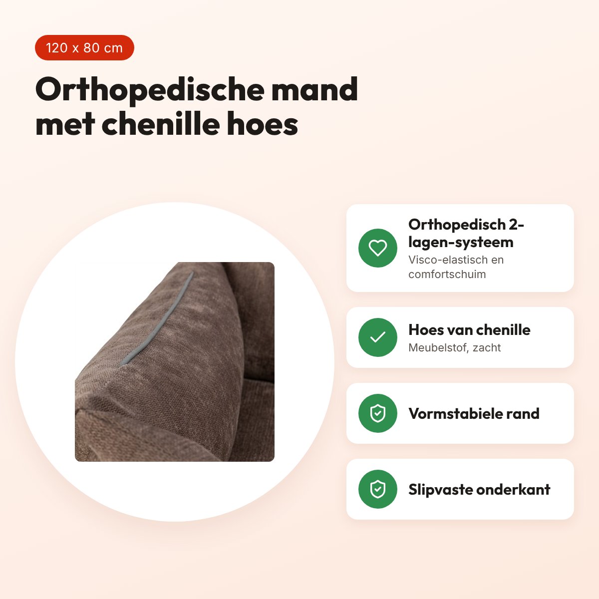 Trixie Vital hondenmand Lennox hoekig bruin 120 x 80 cm – orthopedisch – voordelen