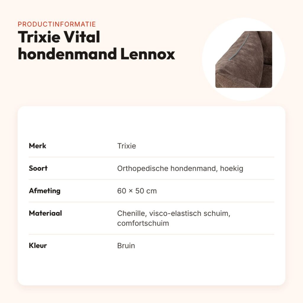 Trixie Vital hondenmand Lennox hoekig bruin 60 x 50 cm – orthopedisch – productinformatie