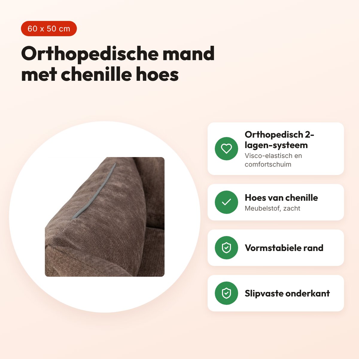 Trixie Vital hondenmand Lennox hoekig bruin 60 x 50 cm – orthopedisch – voordelen