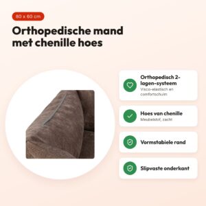 Trixie Vital hondenmand Lennox hoekig bruin 80 x 60 cm – orthopedisch – voordelen