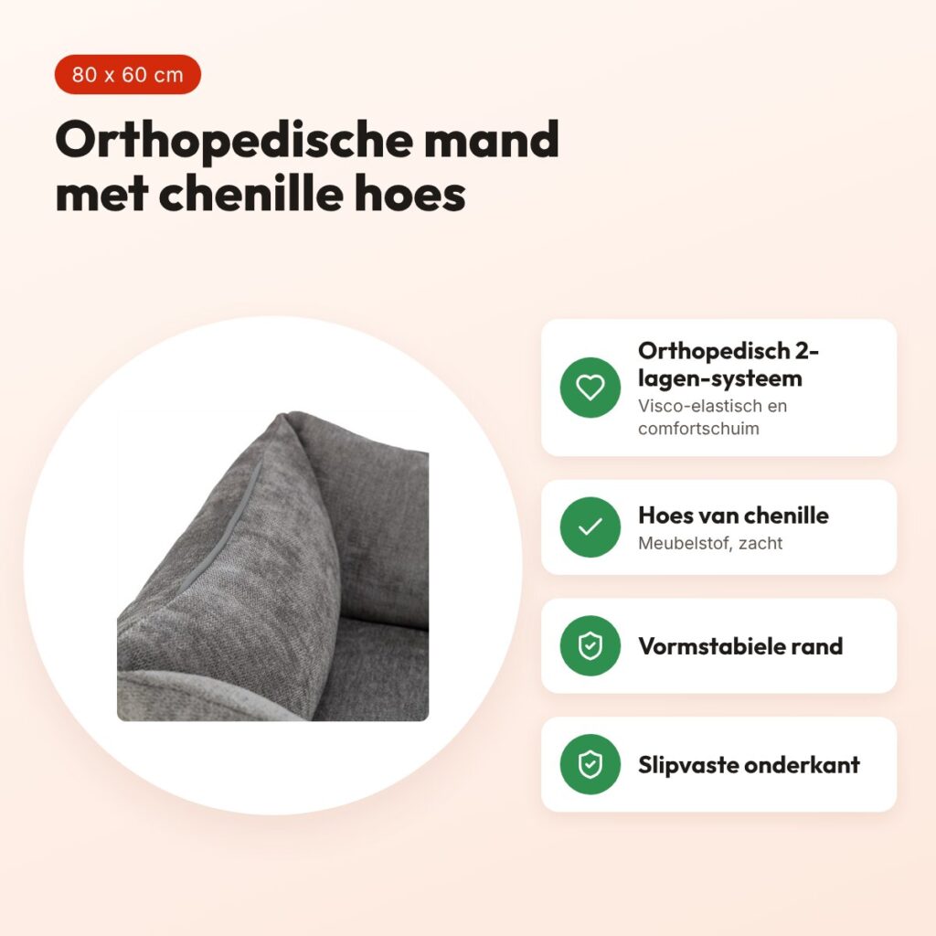 Trixie Vital hondenmand Lennox hoekig grijs 80 x 60 cm – orthopedisch – voordelen