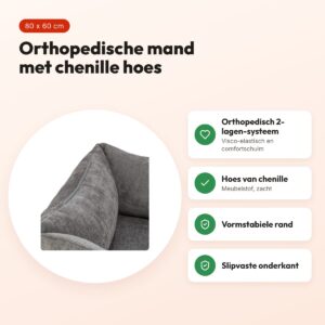 Trixie Vital hondenmand Lennox hoekig grijs 80 x 60 cm – orthopedisch – voordelen