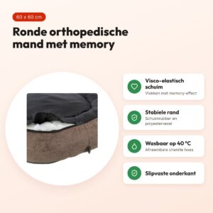 Trixie Vital hondenmand Lennox rond bruin 60 x 60 cm – orthopedisch – voordelen
