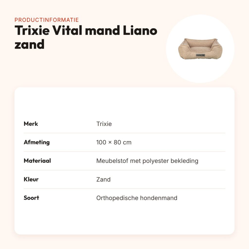 Trixie Vital hondenmand Liano orthopedisch hoekig zand 100 x 80 cm – productinformatie