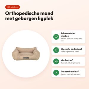 Trixie Vital hondenmand Liano orthopedisch hoekig zand 100 x 80 cm – voordelen