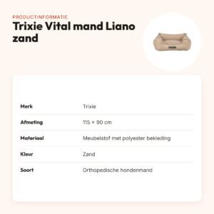 Trixie Vital hondenmand Liano orthopedisch hoekig zand 115 x 90 cm – productinformatie