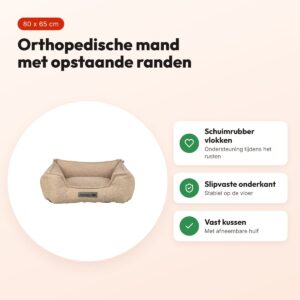 Trixie Vital hondenmand Liano orthopedisch hoekig zand 80 x 65 cm – voordelen