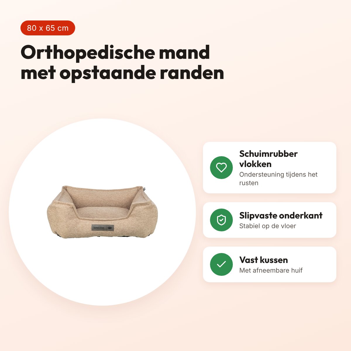 Trixie Vital hondenmand Liano orthopedisch hoekig zand 80 x 65 cm – voordelen