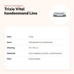Trixie Vital hondenmand Lino grijs/lichtgrijs 70 x 55 cm – orthopedisch – productinformatie