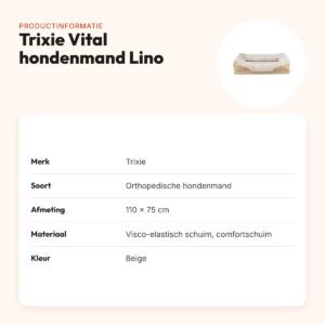 Trixie Vital hondenmand Lino hoekig beige 110 x 75 cm – orthopedisch – productinformatie