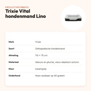 Trixie Vital hondenmand Lino hoekig zwart/grijs 110 x 75 cm – orthopedisch – productinformatie