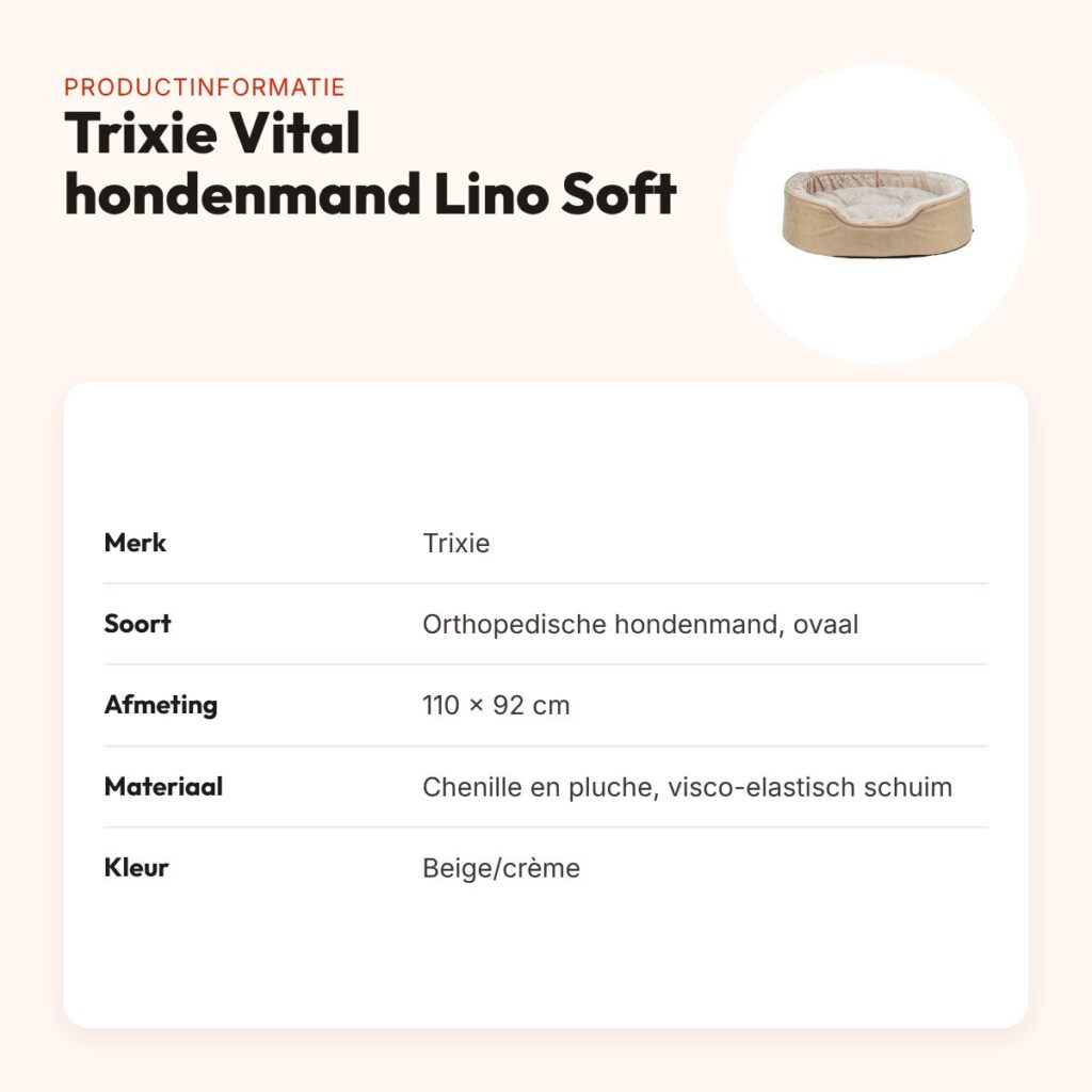Trixie Vital hondenmand Lino Soft ovaal beige/crème 110 x 92 cm – productinformatie