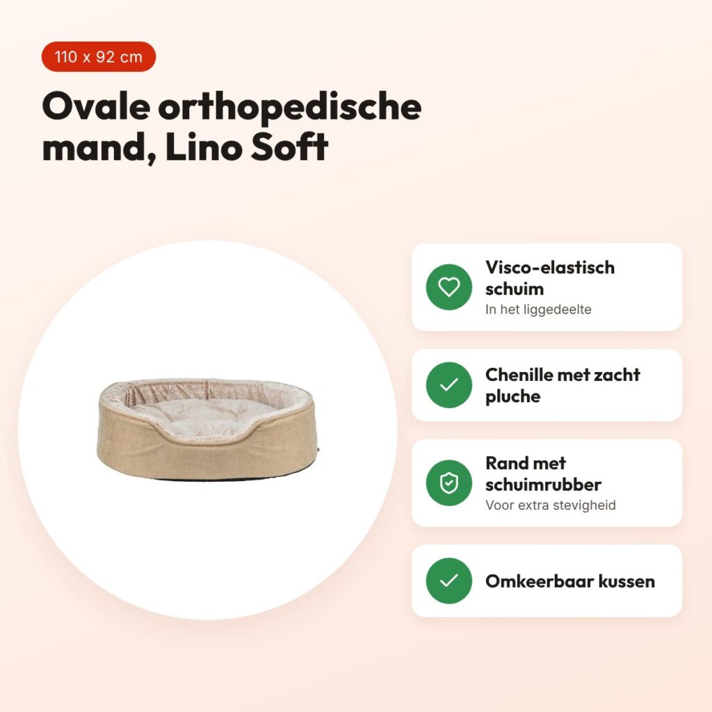 Trixie Vital hondenmand Lino Soft ovaal beige/crème 110 x 92 cm – voordelen