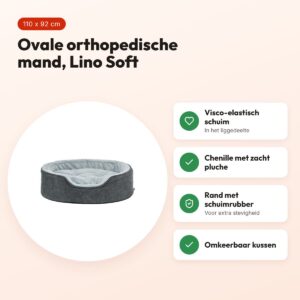 Trixie Vital hondenmand Lino Soft ovaal grijs/lichtgrijs 110 x 92 cm – voordelen