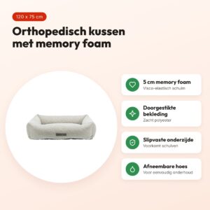 Trixie Vital hondenmand Noah hoekig lichtgrijs 120 x 75 cm – memory foam – voordelen