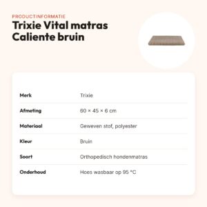 Trixie Vital hondenmatras Caliente hoekig bruin 60 x 45 x 6 cm – productinformatie