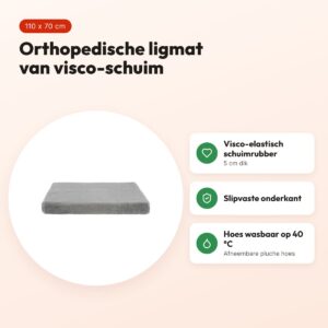 Trixie Vital ligmat Lonni orthopedisch grijs 110 x 70 cm – slipvast – voordelen