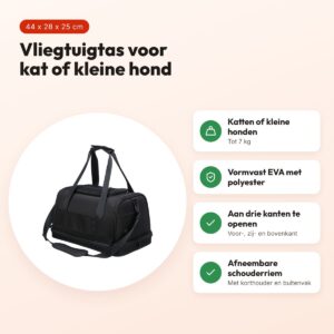 Trixie vliegtuigtas Plane zwart 44 x 28 x 25 cm – voor kat of kleine hond – voordelen