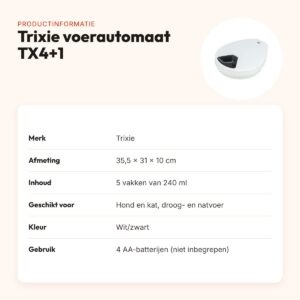 Trixie voederautomaat met koeling TX4+1 (F10) wit/zwart 35,5 x 31 x 10 cm – productinformatie