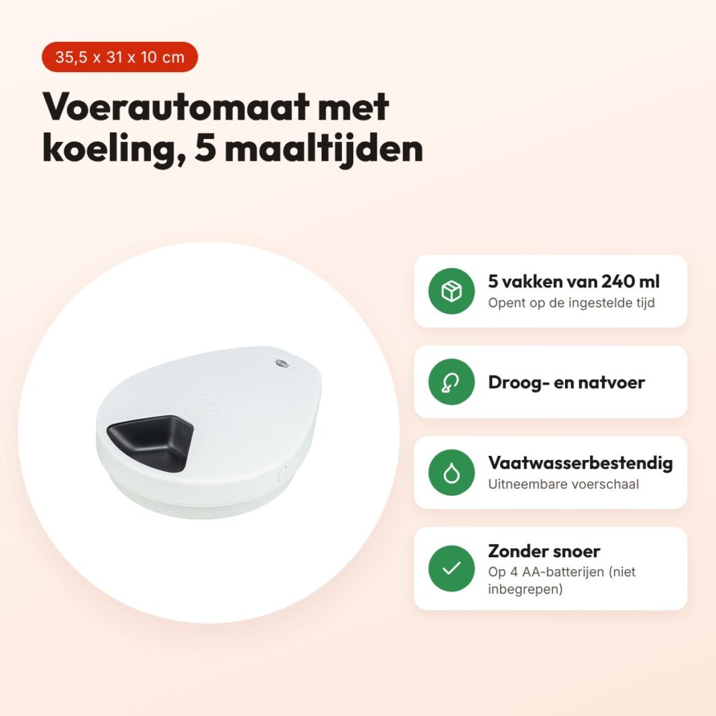 Trixie voederautomaat met koeling TX4+1 (F10) wit/zwart 35,5 x 31 x 10 cm – voordelen