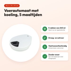 Trixie voederautomaat met koeling TX4+1 (F10) wit/zwart 35,5 x 31 x 10 cm – voordelen