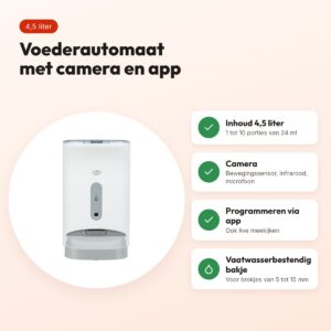 Trixie voederautomaat TX8 Smart 2.0 wit/grijs 4,5 liter – met camera en app – voordelen