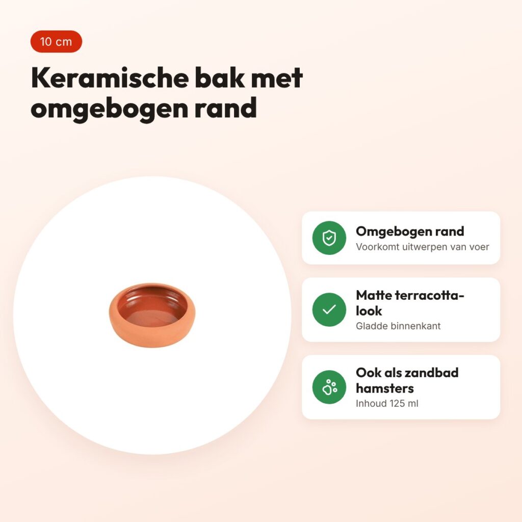 Trixie voer- en waterbak keramiek 10 cm – 125 ml, terracotta – voordelen