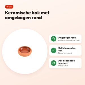 Trixie voer- en waterbak keramiek 10 cm – 125 ml, terracotta – voordelen