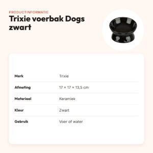 Trixie voerbak/drinkbak Dogs keramiek verhoogd zwart 17 x 17 x 13,5 cm – productinformatie