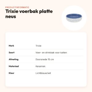 Trixie voerbak/drinkbak kat platte neus lichtblauw/wit 15 cm – productinformatie
