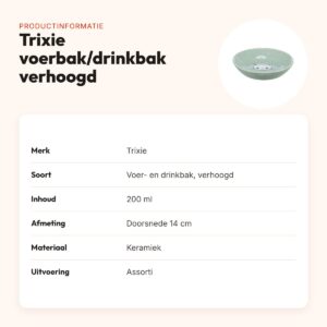 Trixie voerbak/drinkbak kat verhoogd keramiek assorti 200 ml 14 cm – productinformatie