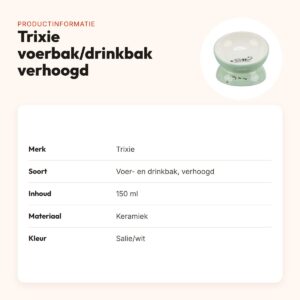 Trixie voerbak/drinkbak kat verhoogd keramiek salie/wit 150 ml – productinformatie